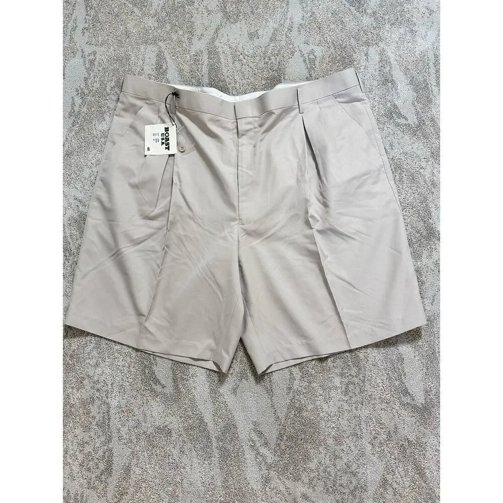 Boast U.S.A Men’s Beige Chino Shorts Big & Tall Size‎ 46 Front Pleated NWT